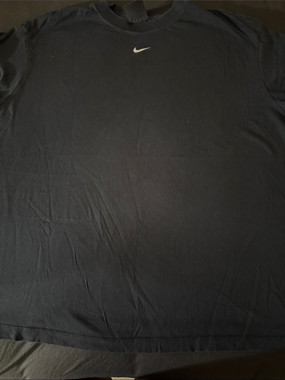 Nike women oversized Black Crew Neck T-Shirt with White Swoosh